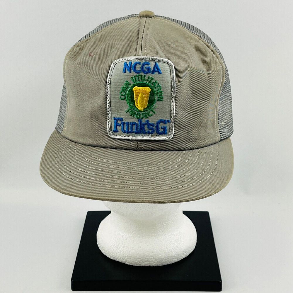 Vintage NCGA Funk's G Corn Utilization Project Trucker Hat Gray Mesh Patch